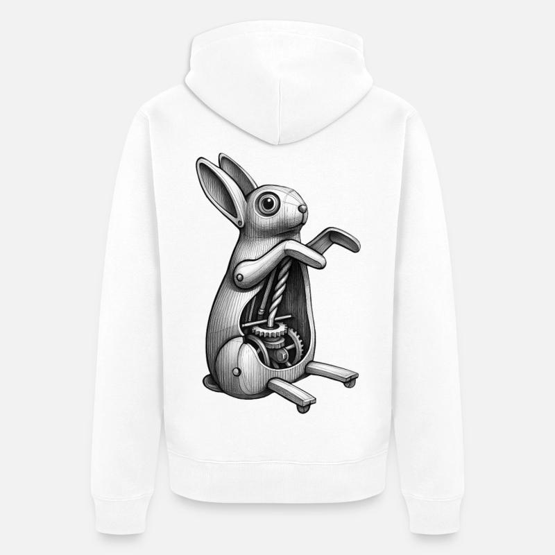 MECA RABBIT - bianco e nero - Felpa con cappuccio ecologica premium unisex - bianco