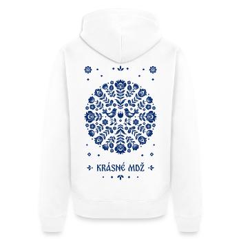 Krasne MDZ Folk Art Blau - Unisex Premium Bio Zip Hoodie - Weiß - Hinten - Thijin (182cm)