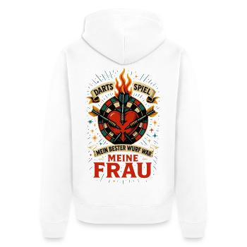 Darts Game Dear Wife, My Best Throw Honey - Unisex Premium Organic Zip Hoodie - white - Back - Thijin (182cm)