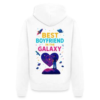 Meilleur petit ami de Galaxy, cadeau de la Saint-Valentin - Veste à capuche bio Premium Unisexe - blanc - Dos - Thijin (182cm)