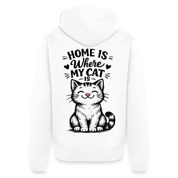 Chez moi, c’est là où est mon chat – motif de chat mignon - Veste à capuche bio Premium Unisexe - blanc - Dos - Thijin (182cm)