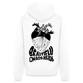 Beau chaos à l’intérieur – Citation drôle - Veste à capuche bio Premium Unisexe - blanc - Dos - Thijin (182cm)