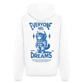 Everyone Has Dreams - Cat in Astronaut Costume - Unisex Premium Organic Zip Hoodie - white - Back - Thijin (182cm)