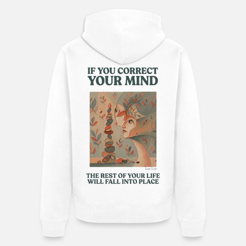 Équilibre mental et tranquillité d’esprit - Veste à capuche bio Premium Unisexe - blanc