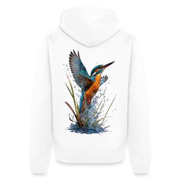 Martin-pêcheur éclatant sur cascade - Veste à capuche bio Premium Unisexe - blanc - Dos - Thijin (182cm)