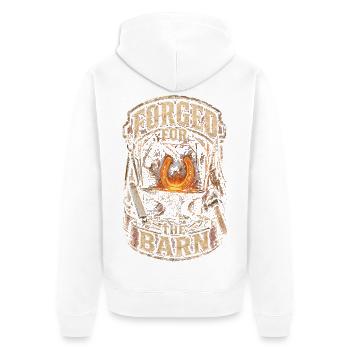 Hufschmied Hufschmiede Forged For The Barn - Unisex Premium Bio Zip Hoodie - Weiß - Hinten - Thijin (182cm)