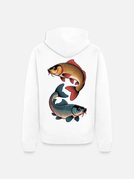 Karpfen Angeln - Unisex Premium Bio Zip Hoodie - Weiß