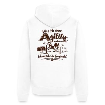 Agilityklein - Unisex Premium Bio Zip Hoodie - Weiß - Hinten - Thijin (182cm)