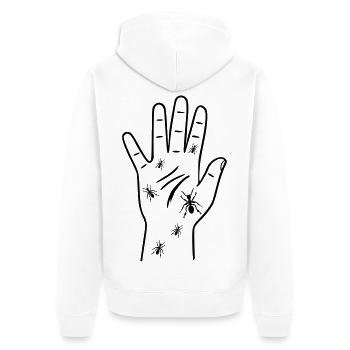 Ameisenlaufen Kribbeln Hände - Unisex Premium Bio Zip Hoodie - Weiß - Hinten - Thijin (182cm)