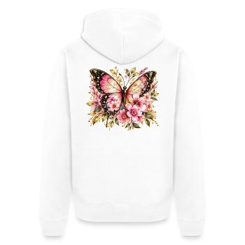 Flügeltraum Schmetterling Blüten - Unisex Premium Bio Zip Hoodie - Weiß - Hinten - Thijin (182cm)