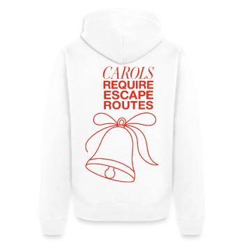 Weihnachtshumor – Carols Require Escape Routes - Unisex Premium Bio Zip Hoodie - Weiß - Hinten - Thijin (182cm)