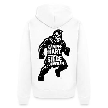Kämpfe hart siege souverän - Unisex Premium Bio Zip Hoodie - Weiß - Hinten - Thijin (182cm)