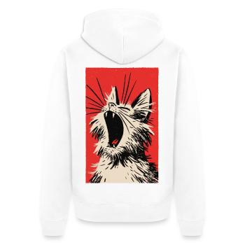 müdes Kätzchen - Unisex Premium Bio Zip Hoodie - Weiß - Hinten - Thijin (182cm)