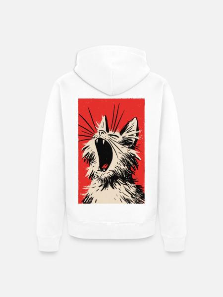 müdes Kätzchen - Unisex Premium Bio Zip Hoodie - Weiß