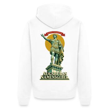 Augustus Augsburgs Namensgeber - Unisex Premium Bio Zip Hoodie - Weiß - Hinten - Thijin (182cm)