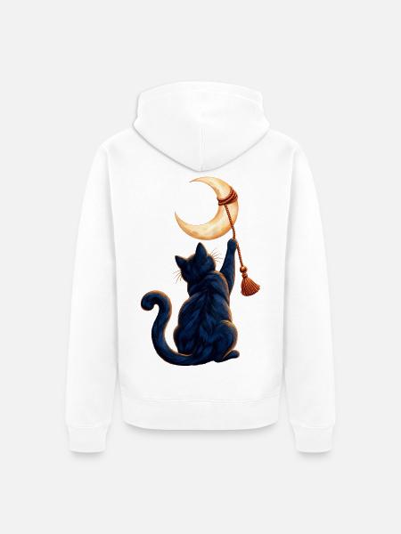 Mond-Abbrecherkatze - Unisex Premium Bio Zip Hoodie - Weiß