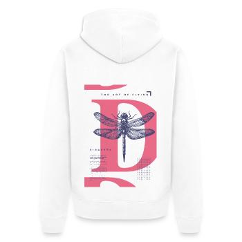 Libelle – Leichtigkeit trifft Bedeutung - Unisex Premium Bio Zip Hoodie - Weiß - Hinten - Thijin (182cm)