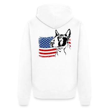 Bull Terrier US America Flag Dogs Dog Wilsigns - Unisex Premium Organic Zip Hoodie - white - Back - Thijin (182cm)