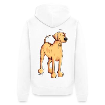 Happy Rhodesian Ridgeback - Unisex Premium Bio Zip Hoodie - Weiß - Hinten - Thijin (182cm)