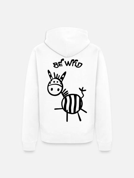 Be Wild Zebra - Unisex Premium Organic Zip Hoodie - white