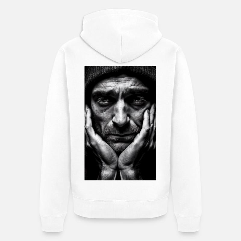 Thinking Guy - Unisex Premium Bio Zip Hoodie - Weiß
