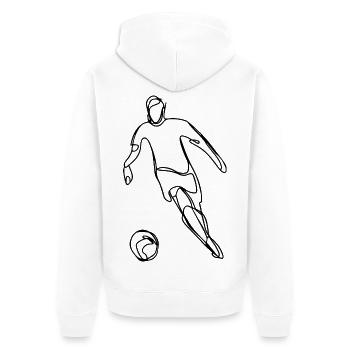 Fußballspieler Zeichnung - Unisex Premium Bio Zip Hoodie - Weiß - Hinten - Thijin (182cm)