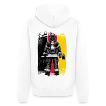 Firefighter Germany Fire Brigade Flag - Unisex Premium Organic Zip Hoodie - white - Back - Thijin (182cm)