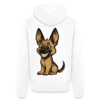 drôle Malinois chiot dessin animé mignon chien de berger - Veste à capuche bio Premium Unisexe - blanc - Dos - Thijin (182cm)