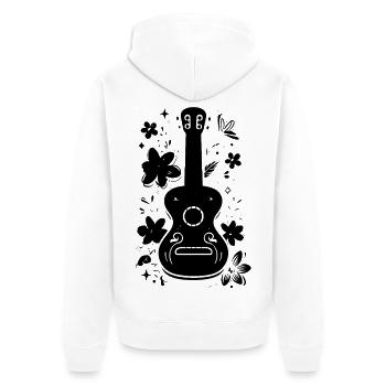Ukulele Skizze - Unisex Premium Bio Zip Hoodie - Weiß - Hinten - Thijin (182cm)