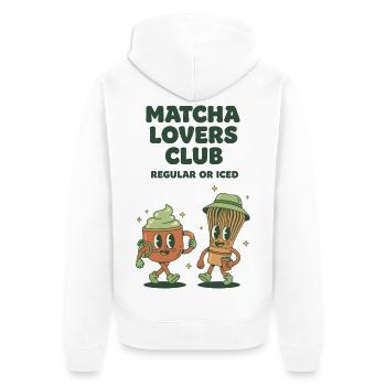 Matcha Lovers Club Regular Or Iced Funny Green Tea - Unisex Premium Organic Zip Hoodie - white - Back - Thijin (182cm)