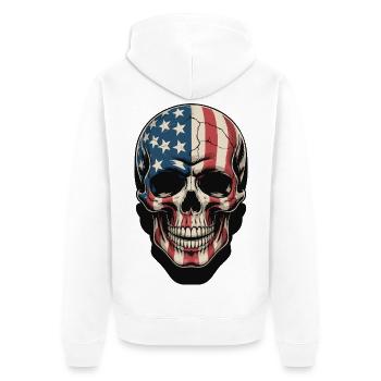 USA Totenkopf - Design du Crâne Patriote - Veste à capuche bio Premium Unisexe - blanc - Dos - Thijin (182cm)
