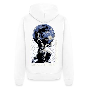 Greek Titan Graphic - Unisex Premium Bio Zip Hoodie - Weiß - Hinten - Thijin (182cm)