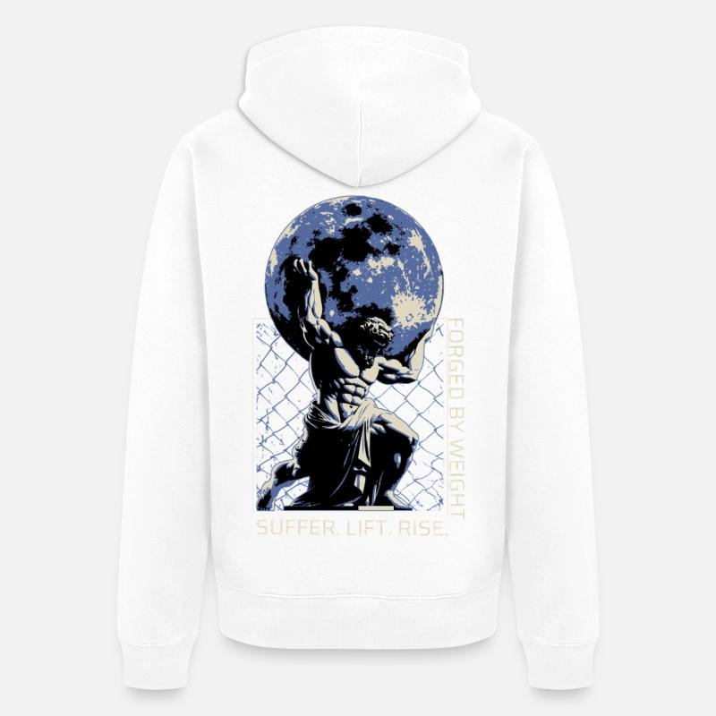 Graphique grec de Titan - Veste à capuche bio Premium Unisexe - blanc