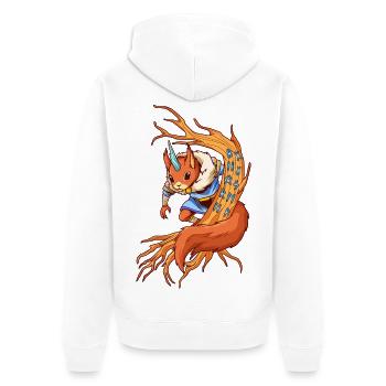 Ratatöskr - Messenger on Yggdrasil - Unisex Premium Organic Zip Hoodie - white - Back - Thijin (182cm)