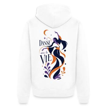 Danse avec la vie - Veste à capuche bio Premium Unisexe - blanc - Dos - Thijin (182cm)
