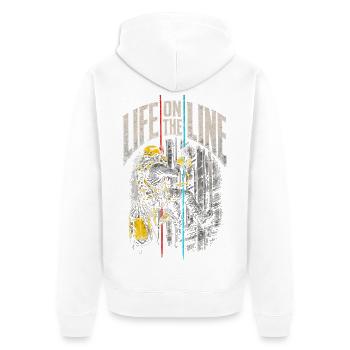 Industrial Climber Height Worker Life On The Line - Unisex Premium Organic Zip Hoodie - white - Back - Thijin (182cm)