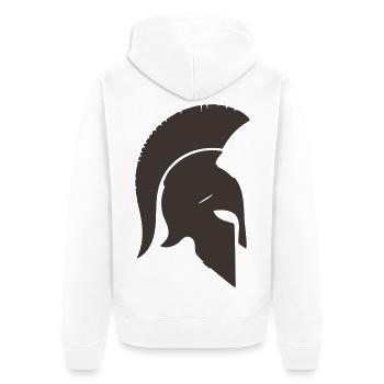 Spartanischer Kriegerhelm Silhouette - Unisex Premium Bio Zip Hoodie - Weiß - Hinten - Thijin (182cm)