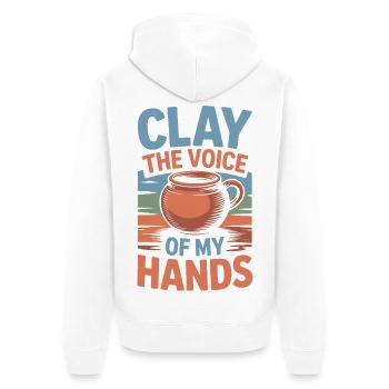 Gifts For Pottery Makers Voice Of My Hands Pottery - Unisex Premium Bio Zip Hoodie - Weiß - Hinten - Thijin (182cm)