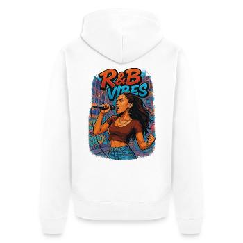 R&B - Unisex Premium Bio Zip Hoodie - Weiß - Hinten - Thijin (182cm)