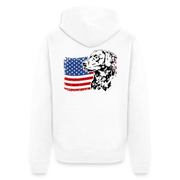 Chesapeake Bay Retriever Drapeau de l’Amérique des États-Unis Wilsigns - Veste à capuche bio Premium Unisexe - blanc - Dos - Thijin (182cm)