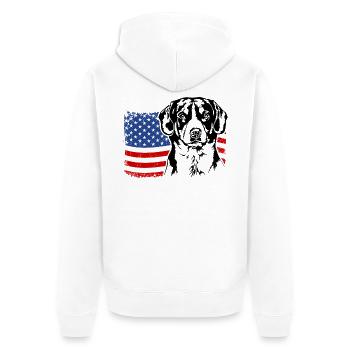 Entlebucher Mountain Dog US Amérique Drapeau Wilsigns - Veste à capuche bio Premium Unisexe - blanc - Dos - Thijin (182cm)