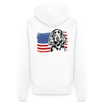 Boykin Epagneul US Amérique Flag Dogs Wilsigns - Veste à capuche bio Premium Unisexe - blanc - Dos - Thijin (182cm)