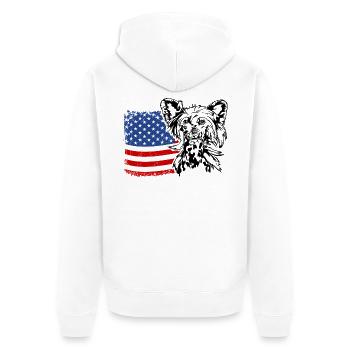 Chien chinois à crête US Amérique drapeau Wilsigns - Veste à capuche bio Premium Unisexe - blanc - Dos - Thijin (182cm)