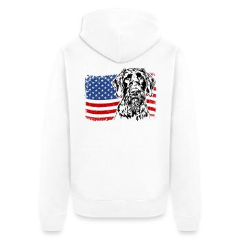 Allemand à poil dur US Amérique drapeau chiens Wilsigns - Veste à capuche bio Premium Unisexe - blanc - Dos - Thijin (182cm)