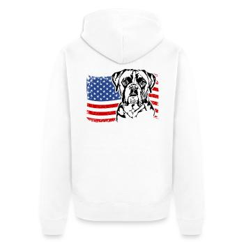 Boxer US Amérique Drapeau Chiens Chien Wilsigns - Veste à capuche bio Premium Unisexe - blanc - Dos - Thijin (182cm)