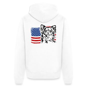 Chihuahua US Amérique Drapeau Chiens Chien Wilsigns - Veste à capuche bio Premium Unisexe - blanc - Dos - Thijin (182cm)