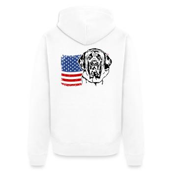 English Mastiff US America Flag Dogs Wilsigns - Unisex Premium Organic Zip Hoodie - white - Back - Thijin (182cm)