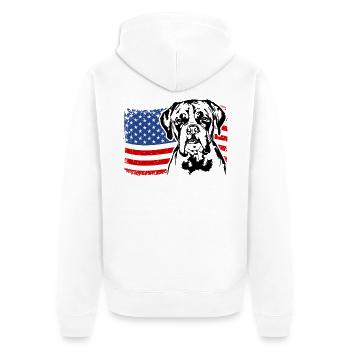 Boxer US Amérique Drapeau Chiens Chien Wilsigns - Veste à capuche bio Premium Unisexe - blanc - Dos - Thijin (182cm)