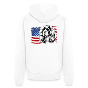 Cavalier King Charles Spaniel Drapeau de l’Amérique des États-Unis - Veste à capuche bio Premium Unisexe - blanc - Dos - Thijin (182cm)