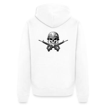Schädel Gewehr-Emblem - Unisex Premium Bio Zip Hoodie - Weiß - Hinten - Thijin (182cm)